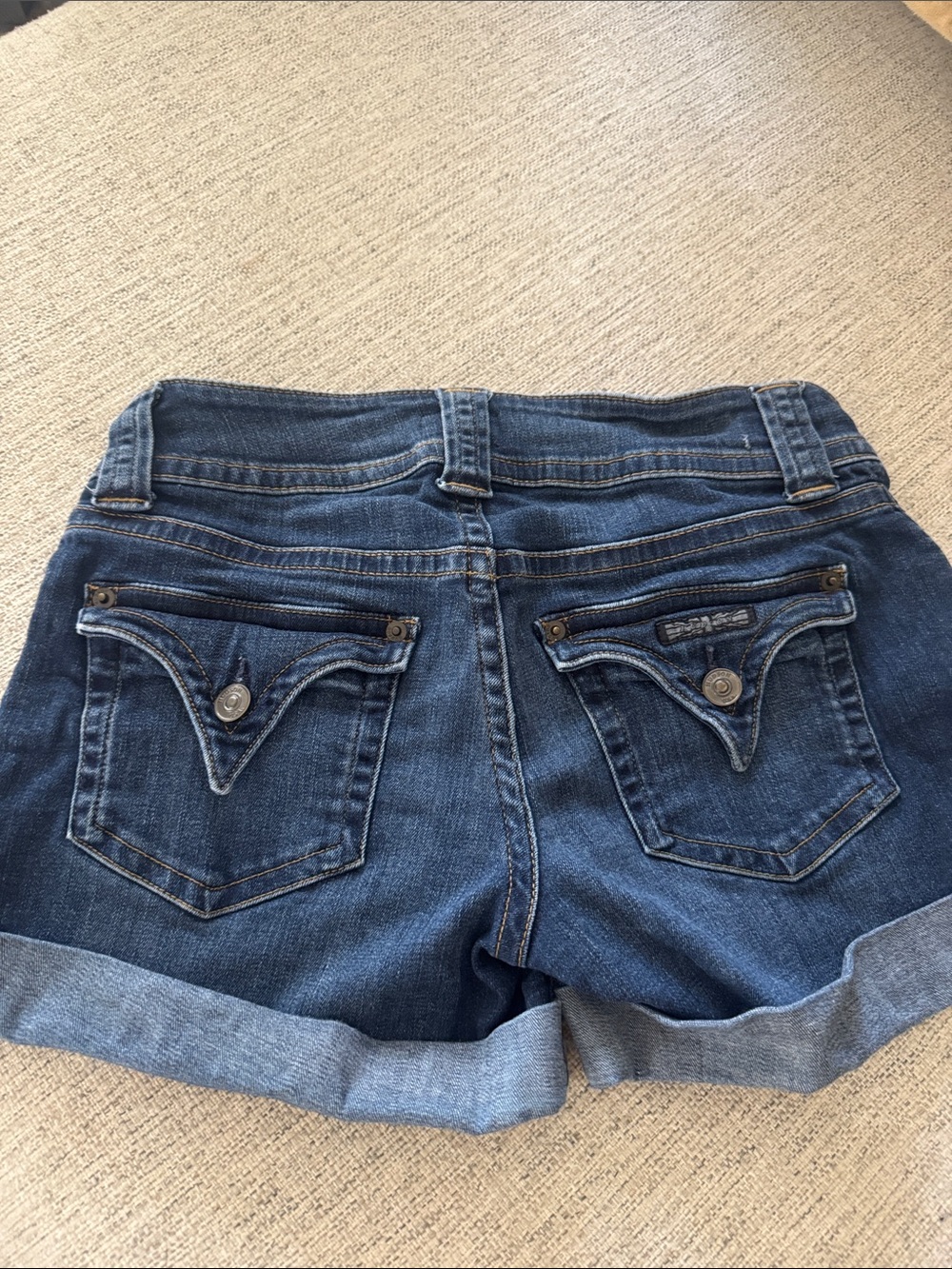 Hudson Jeans Dark Blue Roll-Cuff Denim Shorts stretchy